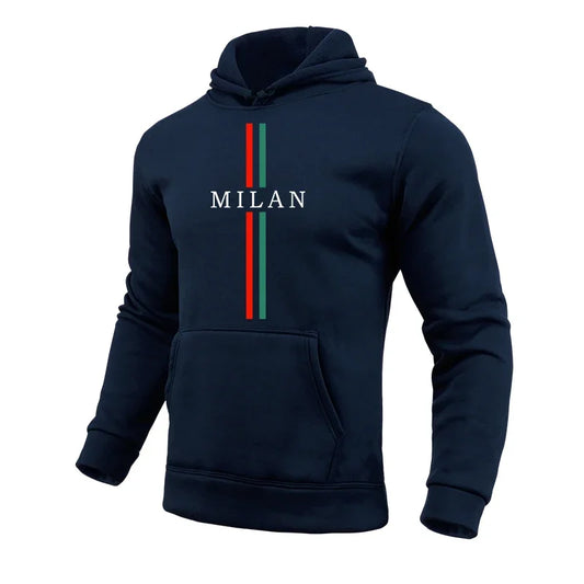 Milan Fashion Men's Hoodies High Quality Hooded Long Sleeved Pullover Male All Season Daily Casual Sports Fitness Sweatshirts