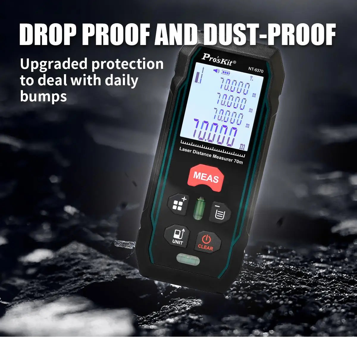 Pro'skit NT-6370 Laser Rangefinder 70M Handheld Laser Distance Meter Digital Range Finder Tape Measure 0.3 Second Flash Test