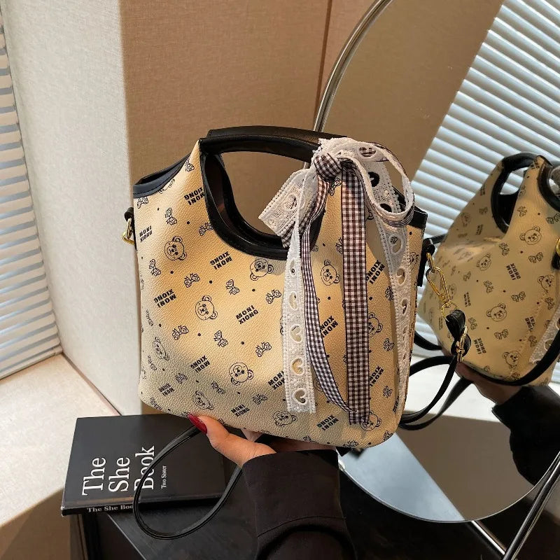 Popular bags for women, new fashionable French printed armpit tote bag, minimalist handbag, diagonal cross bag