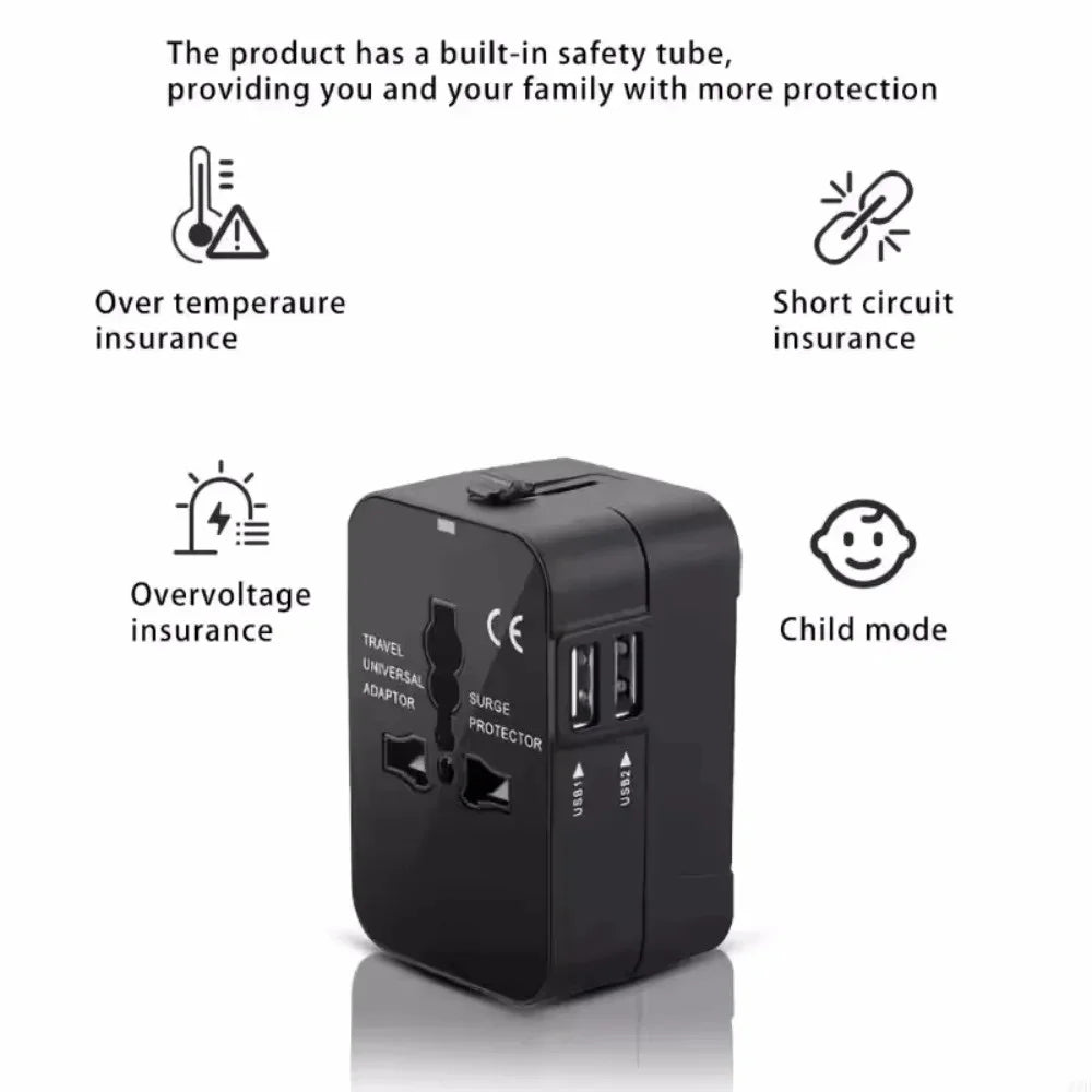 Global Conversion Plug Travel Conversion Socket Dual USB Port EU UK US AU AC Power Charger Universal Adapter Outlet Converter