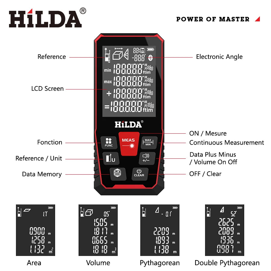 HILDA Laser Distance 100M/120M Rangefinder profesional meter laser range finder Ruler Test Tool