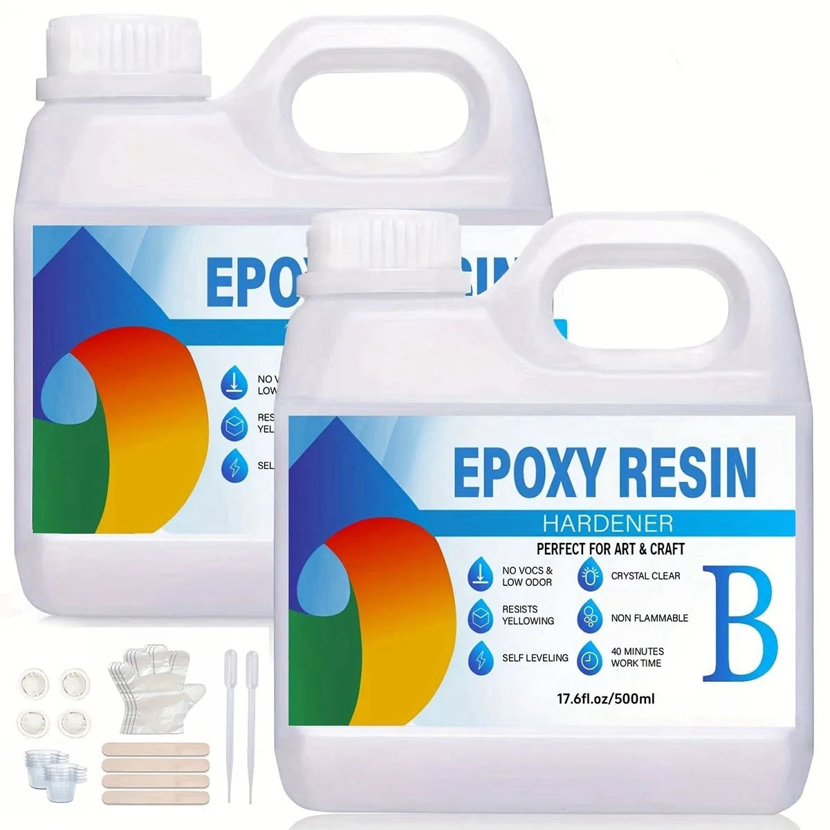 250ml/500ml transparent epoxy resin kit: self-leveling resin, easy to mix in a 1:1 ratio, for crafting and jewelry making.