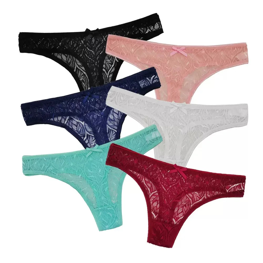 6 pcs of fashionable lace, comfortable, breathable and sexy thong pants.