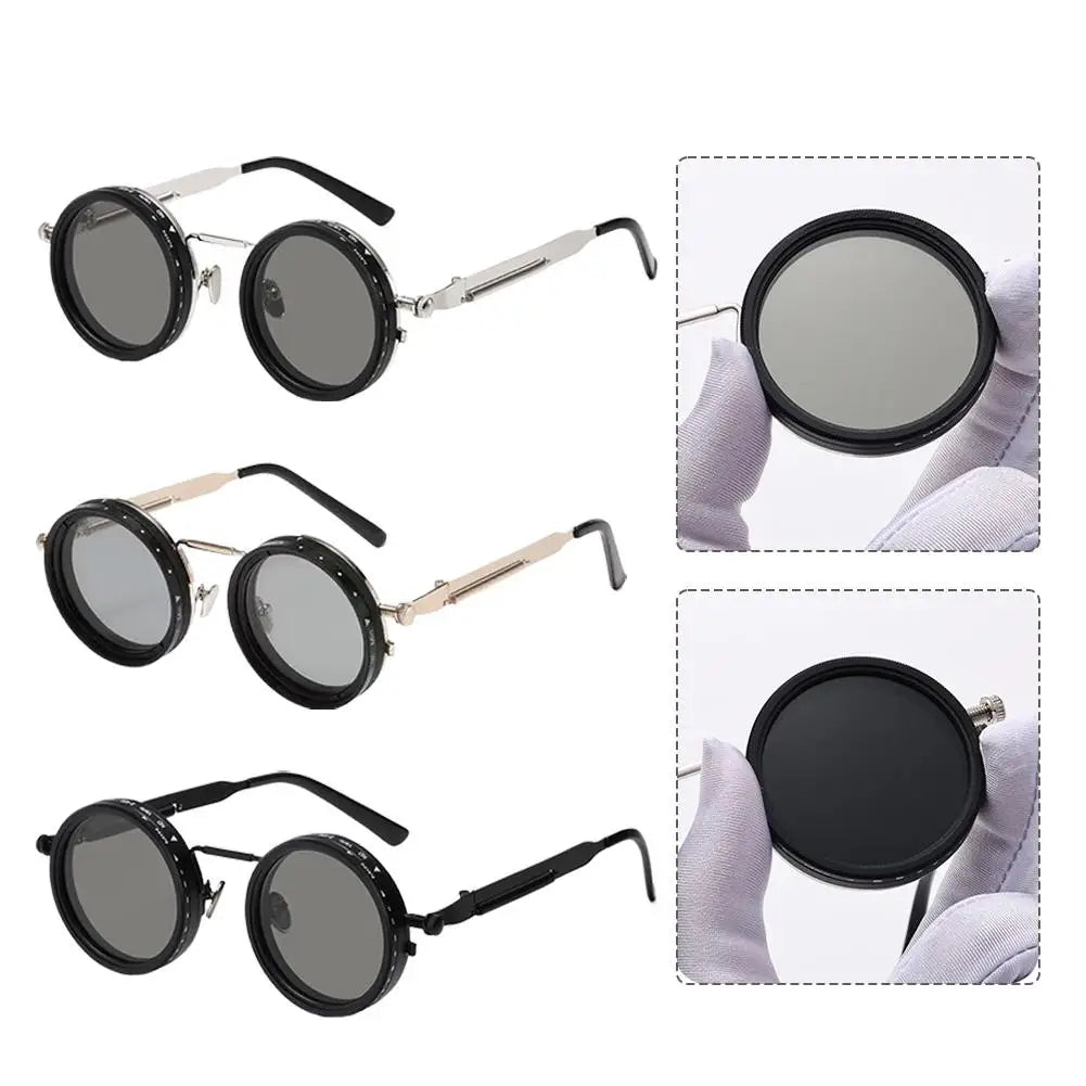 Polarized Round Sunglasses Men ND9 Adjustable Dimming Sun Glasses Women Retro Punk Fishing Eyeglasses Outdoor Shades UV400