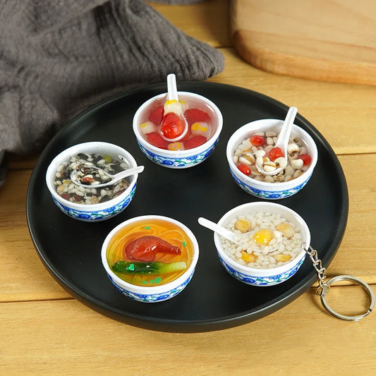 New Styles Simulation Food Key Chains Bowl High Quality Bowl Shape Key Chain Pendant Wholesale