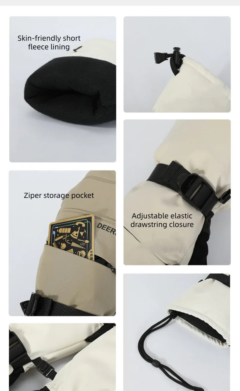 Winter Ski Mittens for Men Women Cold Weather- Warm Snowboard Mittens Gloves Waterproof Snow Sports Mitts Gloves