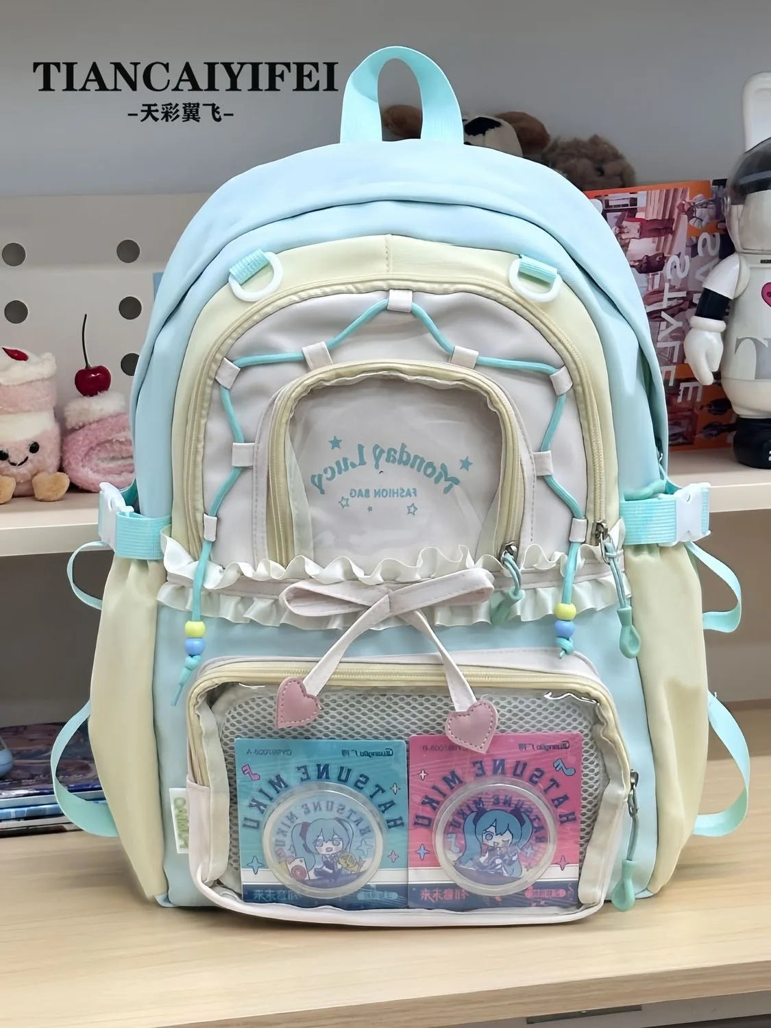 School Bag Ita Bag Young Girl School Backpacks Girl Ins Sweet Japanese Backpack Y2K Transparent Display Bag Large Backpack
