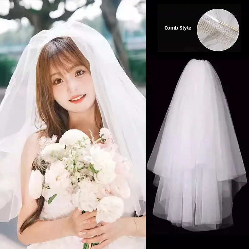 Wedding Veil Bridal Headwear Engagement Proposal Simple Elegant Soft Tulle Headpiece for Bride Ceremony Registration