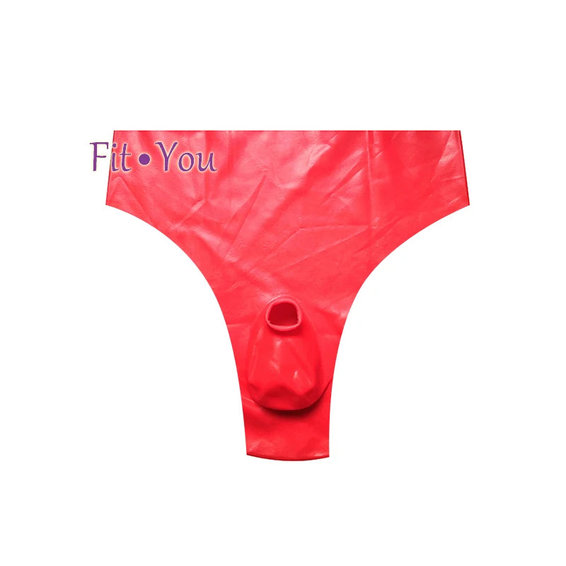 Latex Thongs T-version Underwear Seamless Briefs with hole exotic under Pants sexy bikini