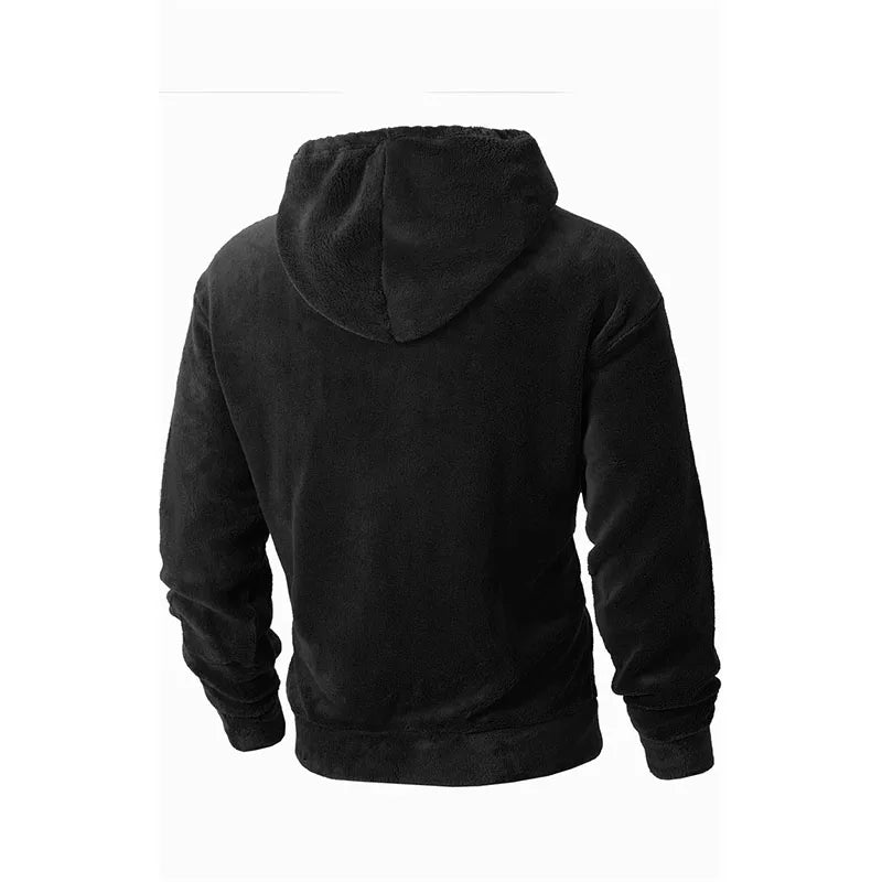 Autumn Winter Fashion Men's Hoodies Casual Trendy Solid Color coral fleece Long Sleeve pullover Loose Sweatshirts Male Hoodies