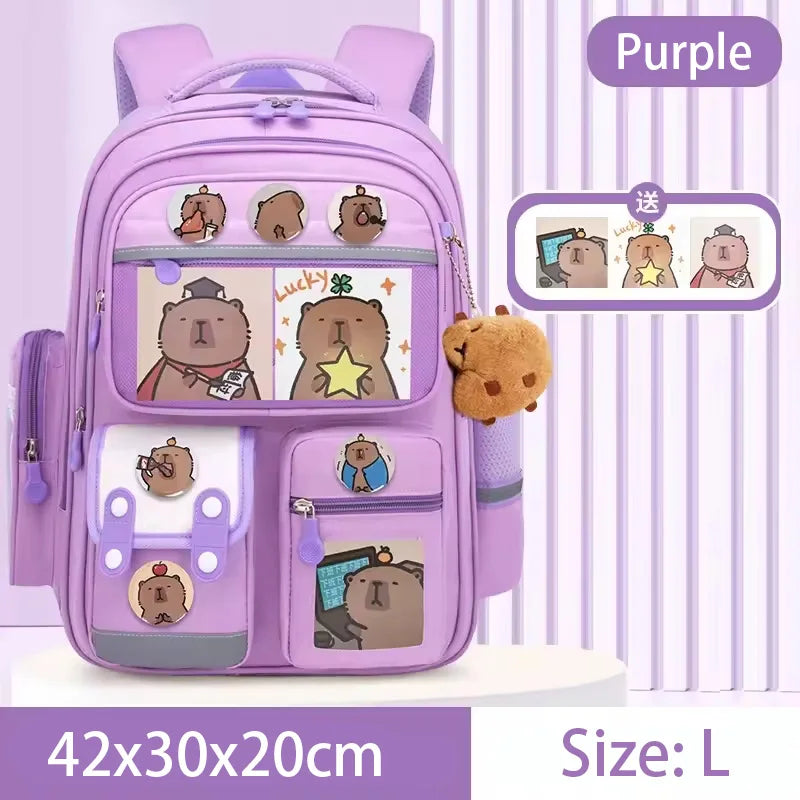 Capibara Student Schoolbag, Large-capacity Children Backpack.Girl Boy Kids Back To School Book Bags
