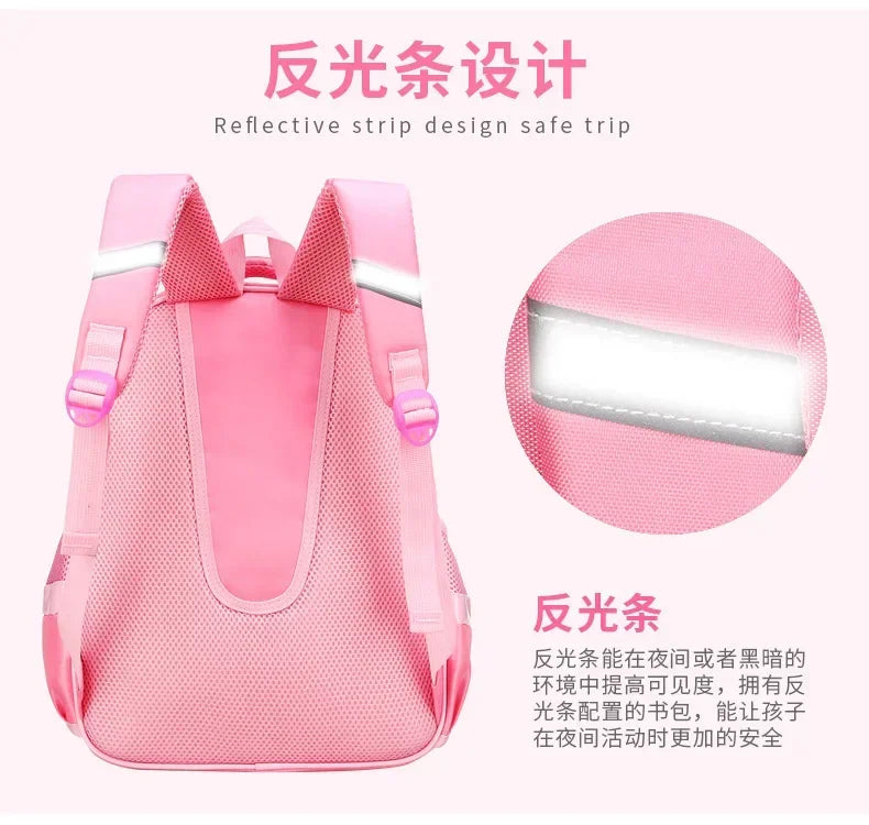Lightweight School Backpack for Girls Kids Ages 6-12, Cute Polka Dot Bow Elementary Bookbag with Ergonomic Padded Straps