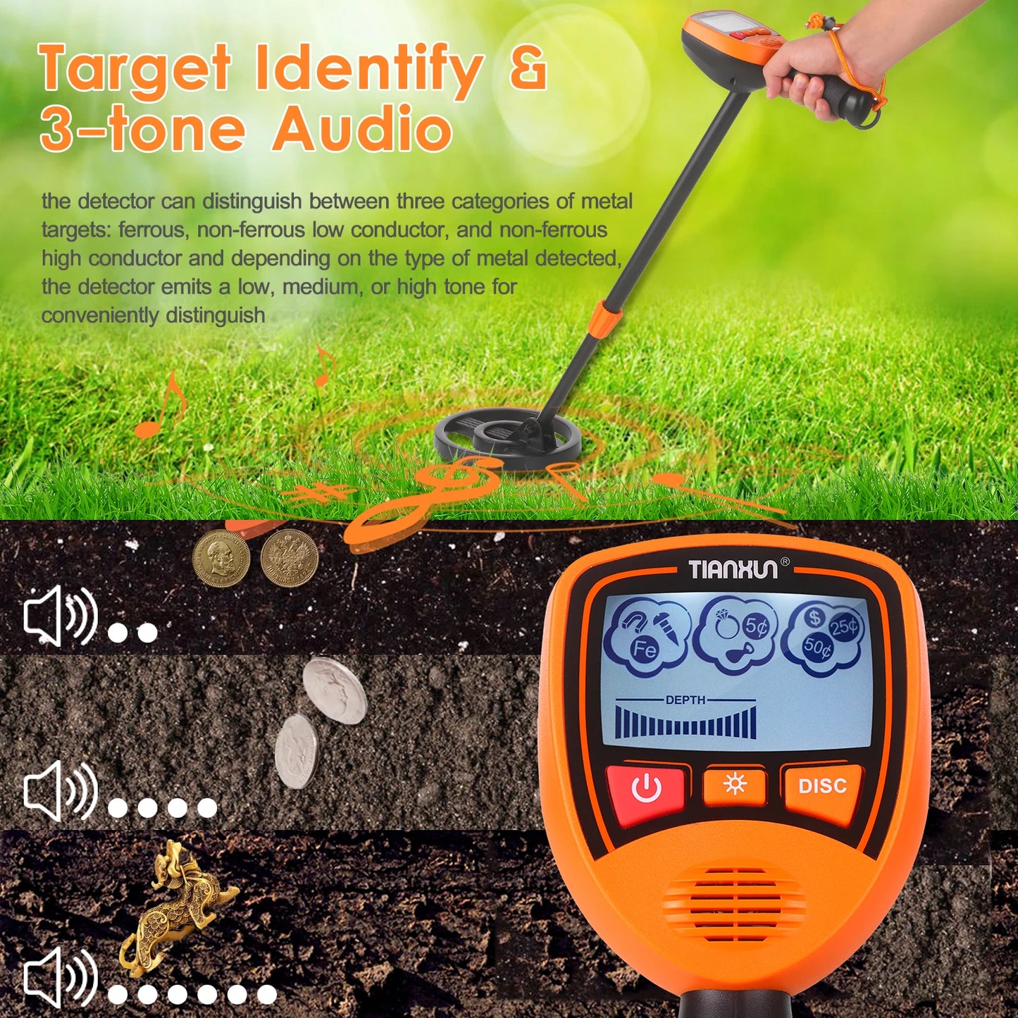 Metal Detector MD-1012 Underground Beach Treasure Hunter Detector Tool Gold Finder Metal Seeker Beginner Parents-Kids Gift