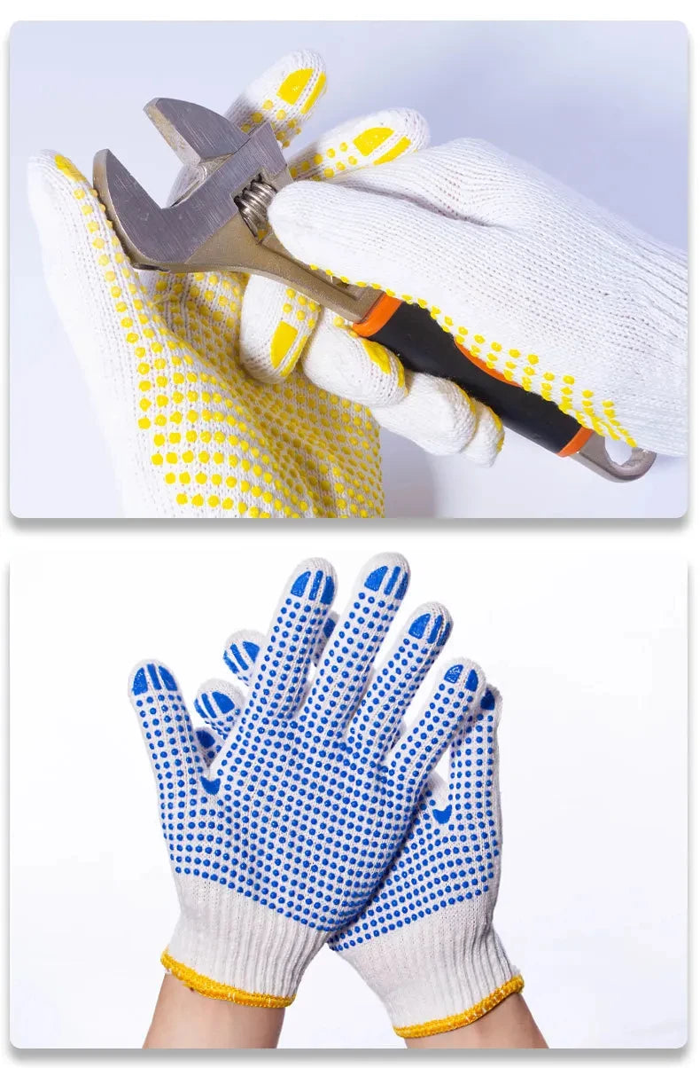 10 pairs of household gardening labor protection elastic rubber dot gloves work professional anti-slip wear-resistant Mittens