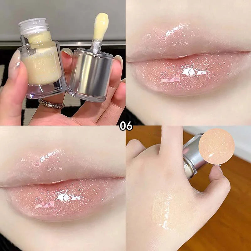 Shiny crystal through lips honey, moisturizing mirror moisturizing overlay, natural color lip glaze, moisturizing easy makeup