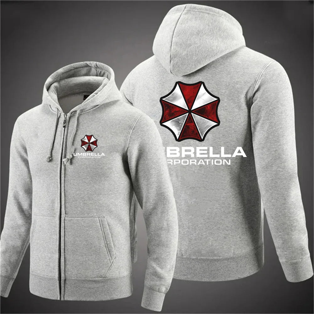 Umbrella company 2025 Men's long Hoodies Spring And Autumn Solid Color Zipper Pullover Comfort Harajuku Top Sweatshirts