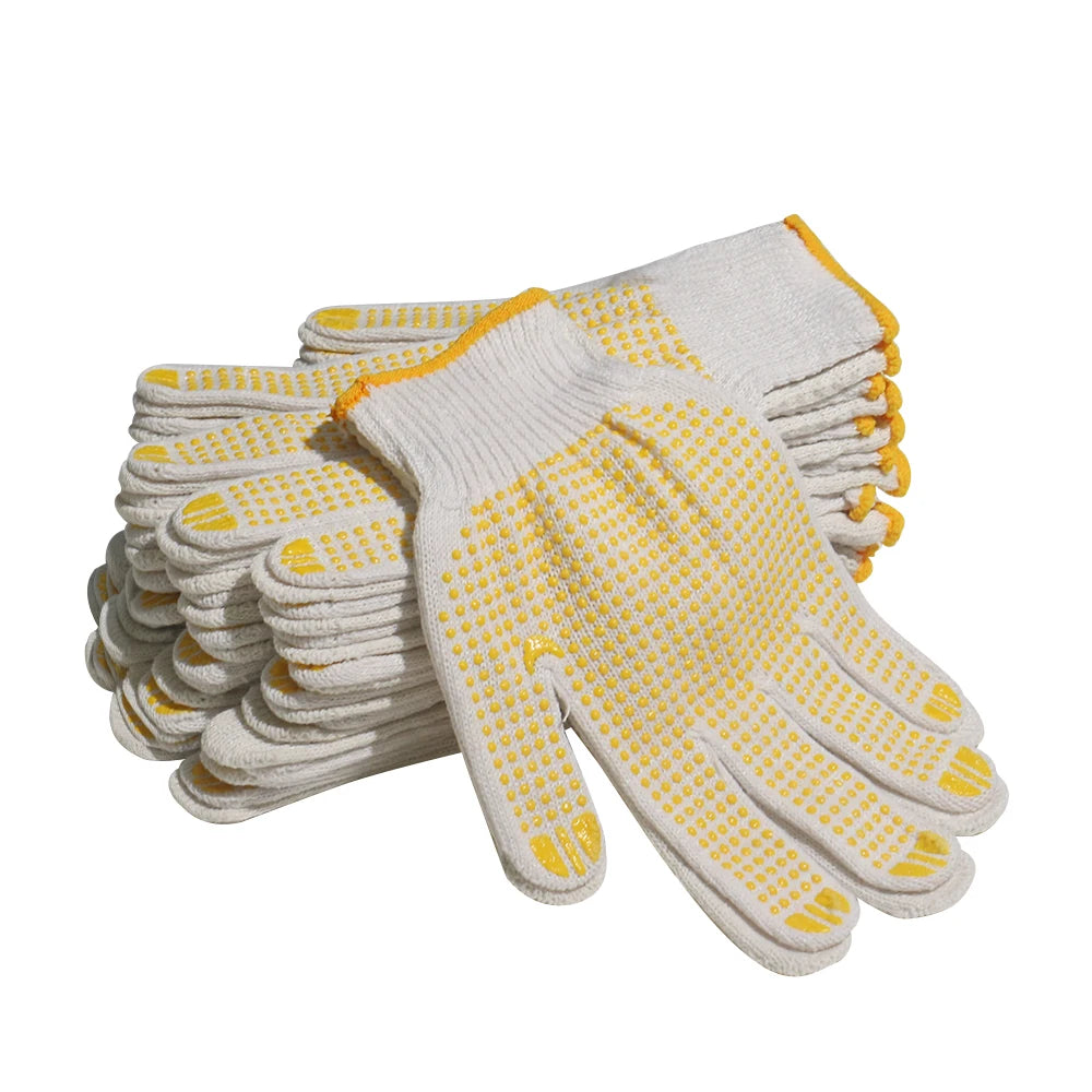 1/5/10 Pairs Labor Insurance Gloves Protective Work Gloves Home Wear-resistant Gardening Glove Tool Anti-slip Glue Dot Glove