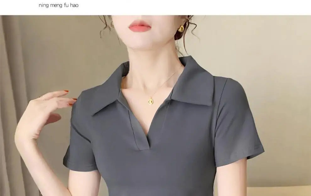Women's Versatile Top Summer Loose Stylish Cover Fat Slim Short Sleeve
