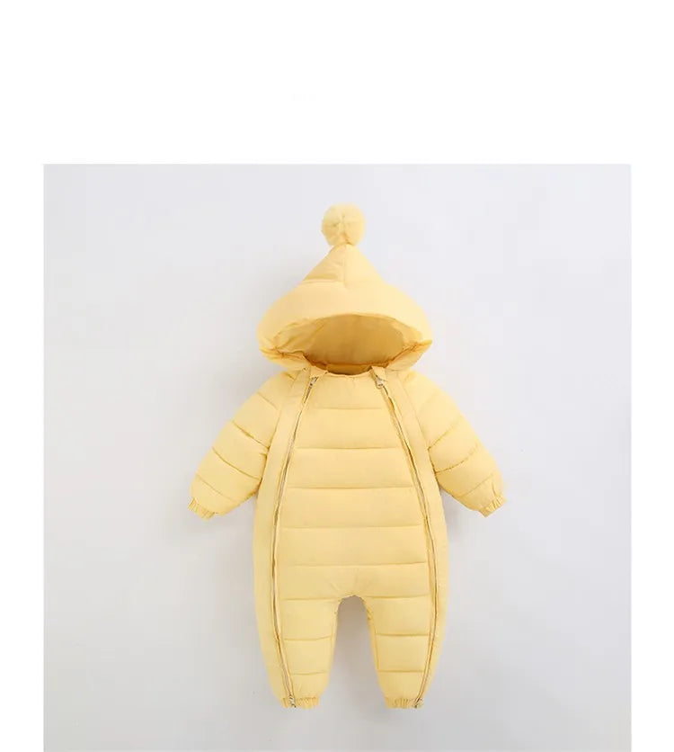 New newborn baby clothes jumpsuit baby solid color crawling clothes for boys and girls aged 0-3 winter cotton clothes for babies