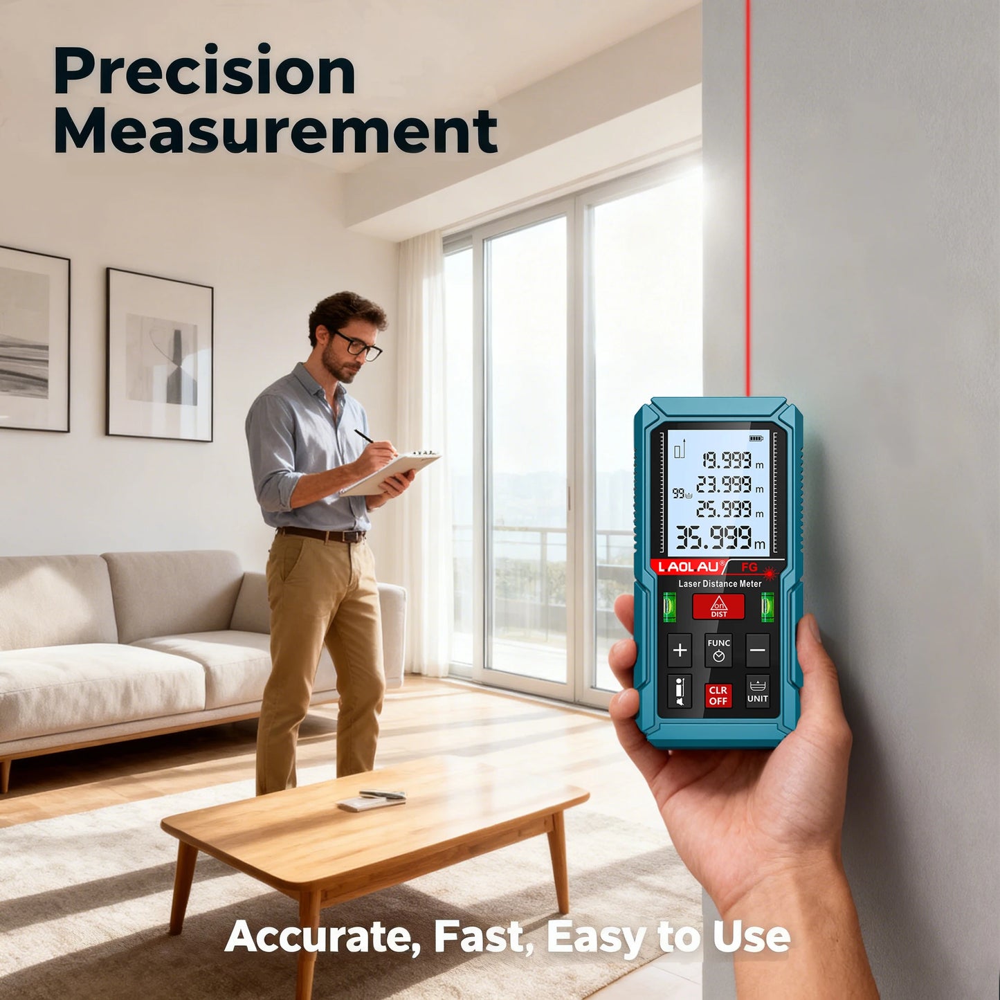 Laser Meter Digital Tape Timer Trigger Measure Tools 50m 100m 150m Laser Distance Meter Bubble Level Handheld Laser Rangefinder