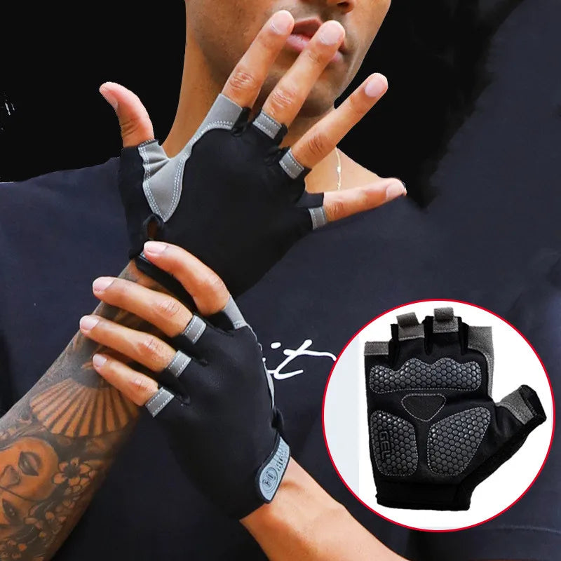 Fingerless Gym Gloves for Men Women Breathable Anti Slip Fitness Training Gloves for Bodybuilding Cycling Sports