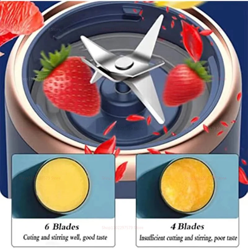 40W Portable Blender Cup with Sharp Blades 1500mAh Battery Double Cups Juicer for Smoothie Juice Shakes Travel Picnic Home Use
