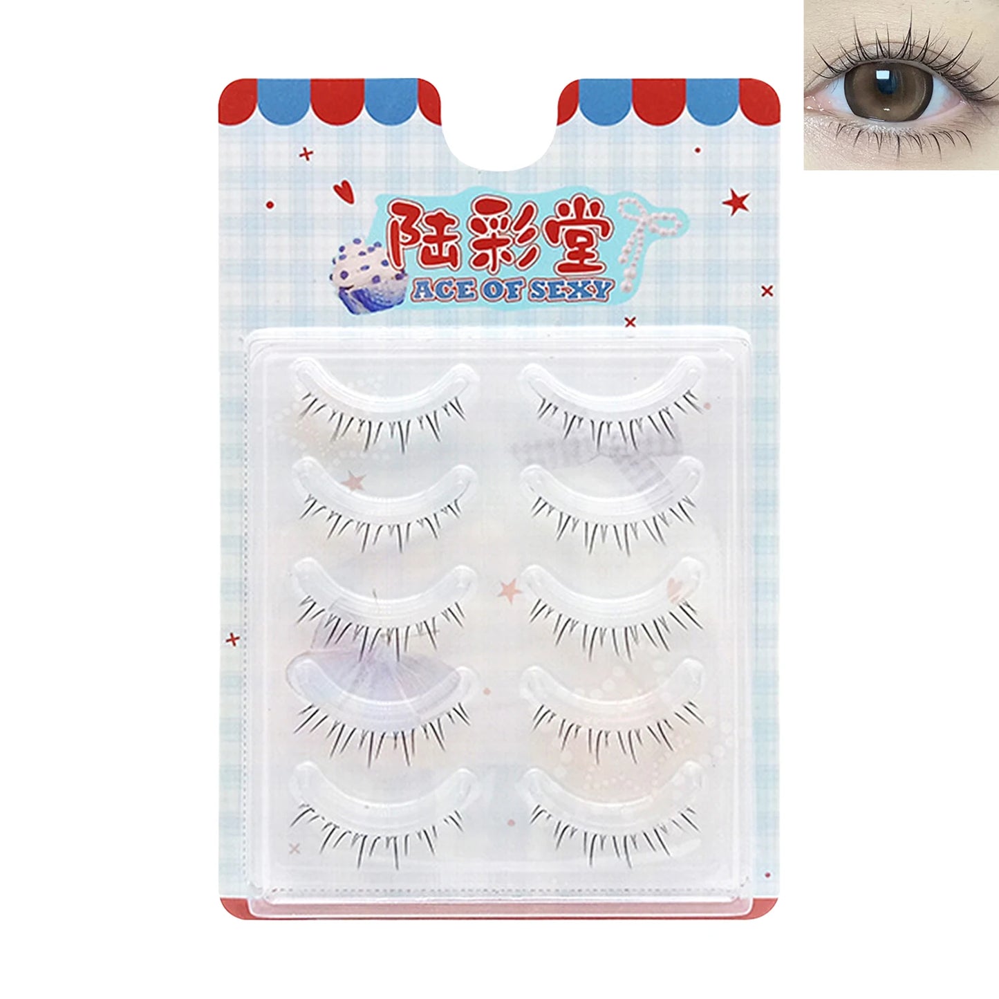5 Pairs 4-8mm Antique Cartoon Lower False Eyelashes Wispy Cluster Natural Daily Eyelash Extensions For Beauty Eye Cosplay Makeup