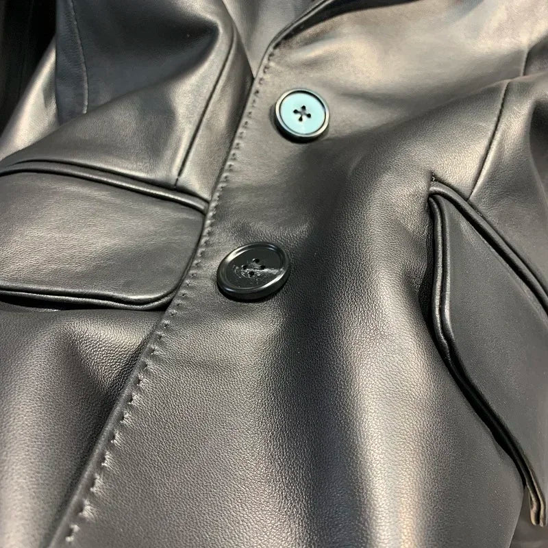 Real Sheepskin Jacket Women Spring Autumn Genuine Leather Jackets Slim Single-breasted Leather Coat Casual Jaqueta Feminina SGG