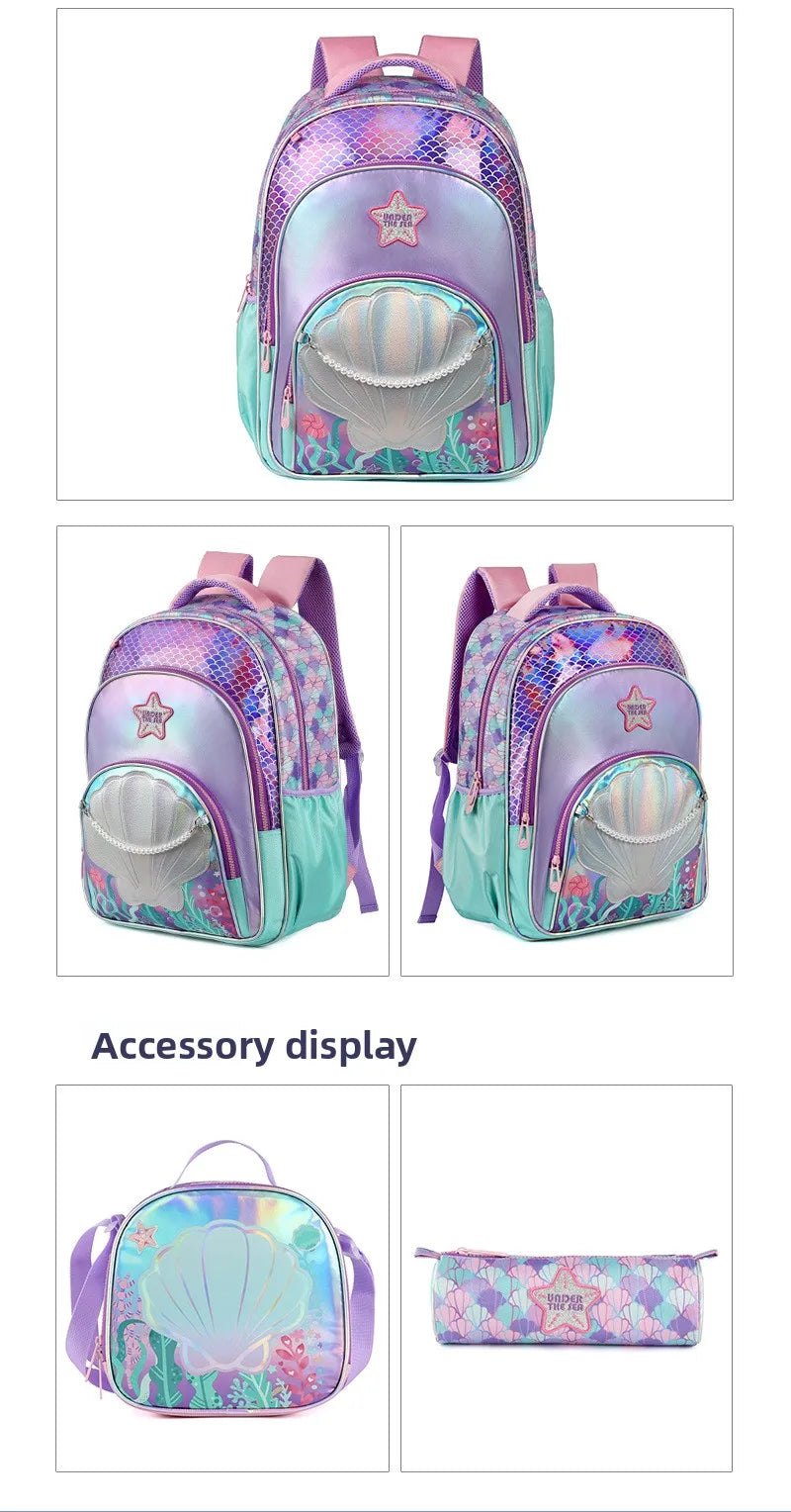 Kids School Backpacks for Girls School Bag Set with Lunch Bag Pencil case Elementary Students Backpack Cute Book Bag