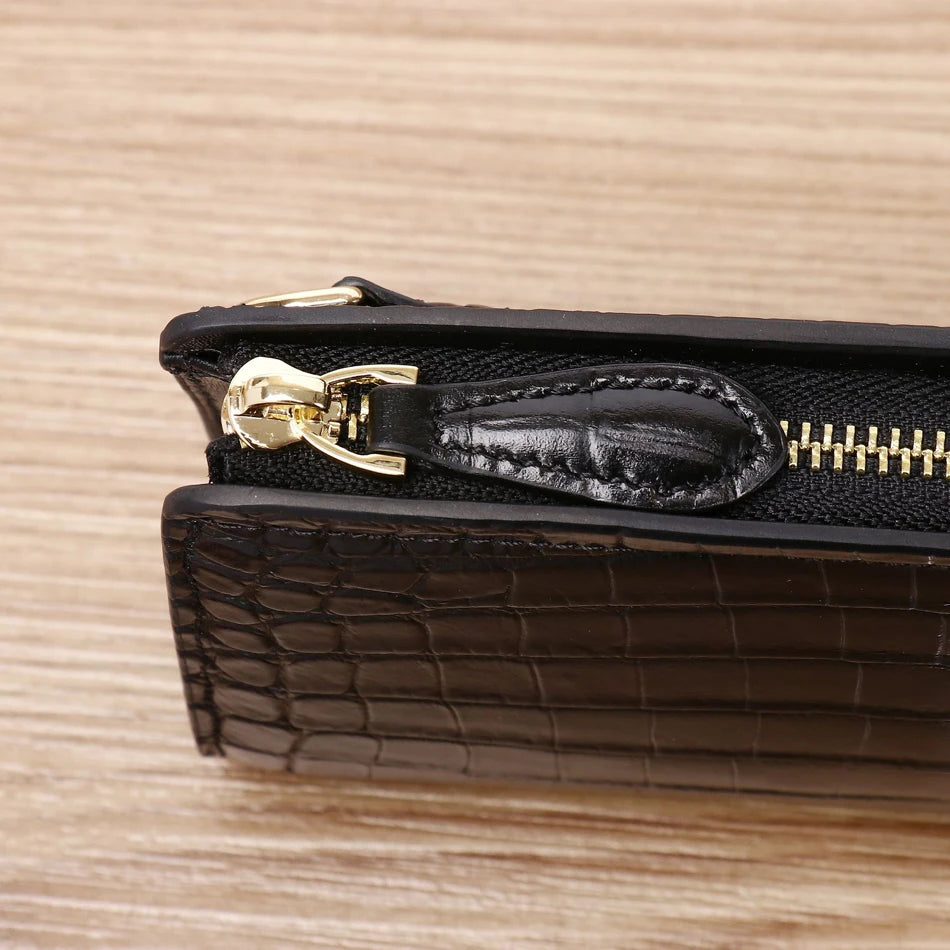 Genuine leather leather Alligator bone design men long purse large-capacity hand bag handbag mobile phone bag Men's wallet