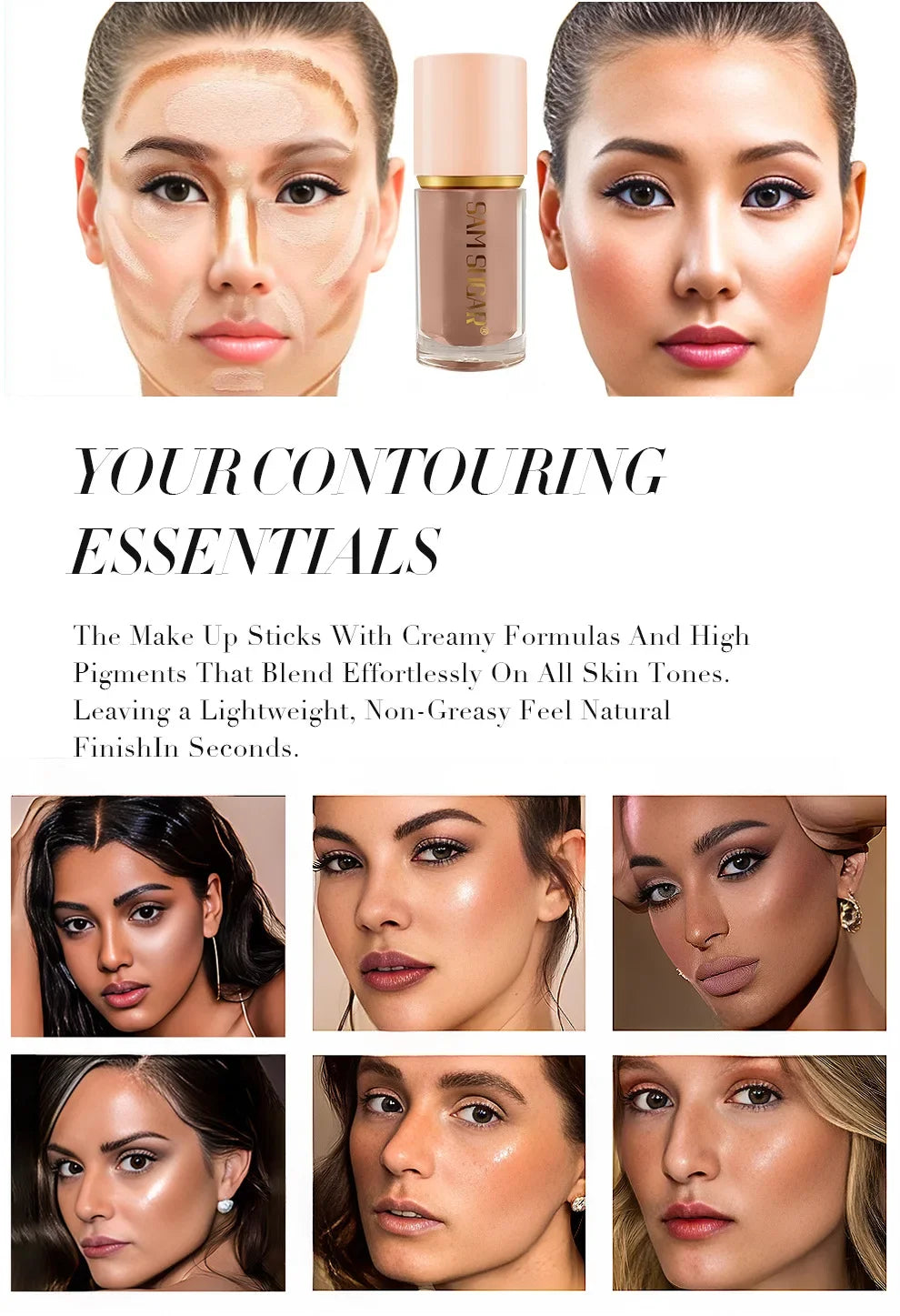 2026 Beauty Glazed 2 Color Liquid Contouring To Enhance The Facial Contour,Waterproof ,Matte,V-face Shaping Contour Face Makeup