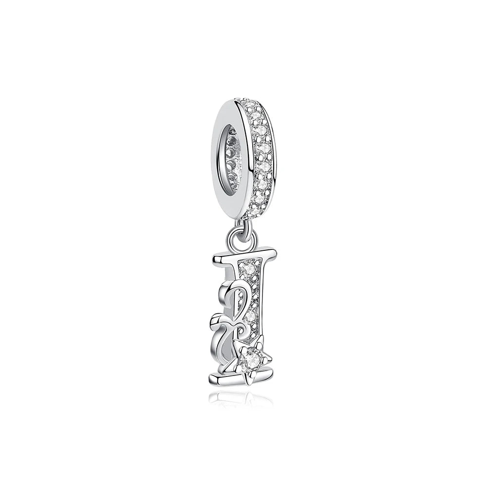 925 Sterling Silver Charms Original Letter Alphabet A-Z Pendant Beads Fit Brand Bracelets Necklaces Diy Jewelry For Women