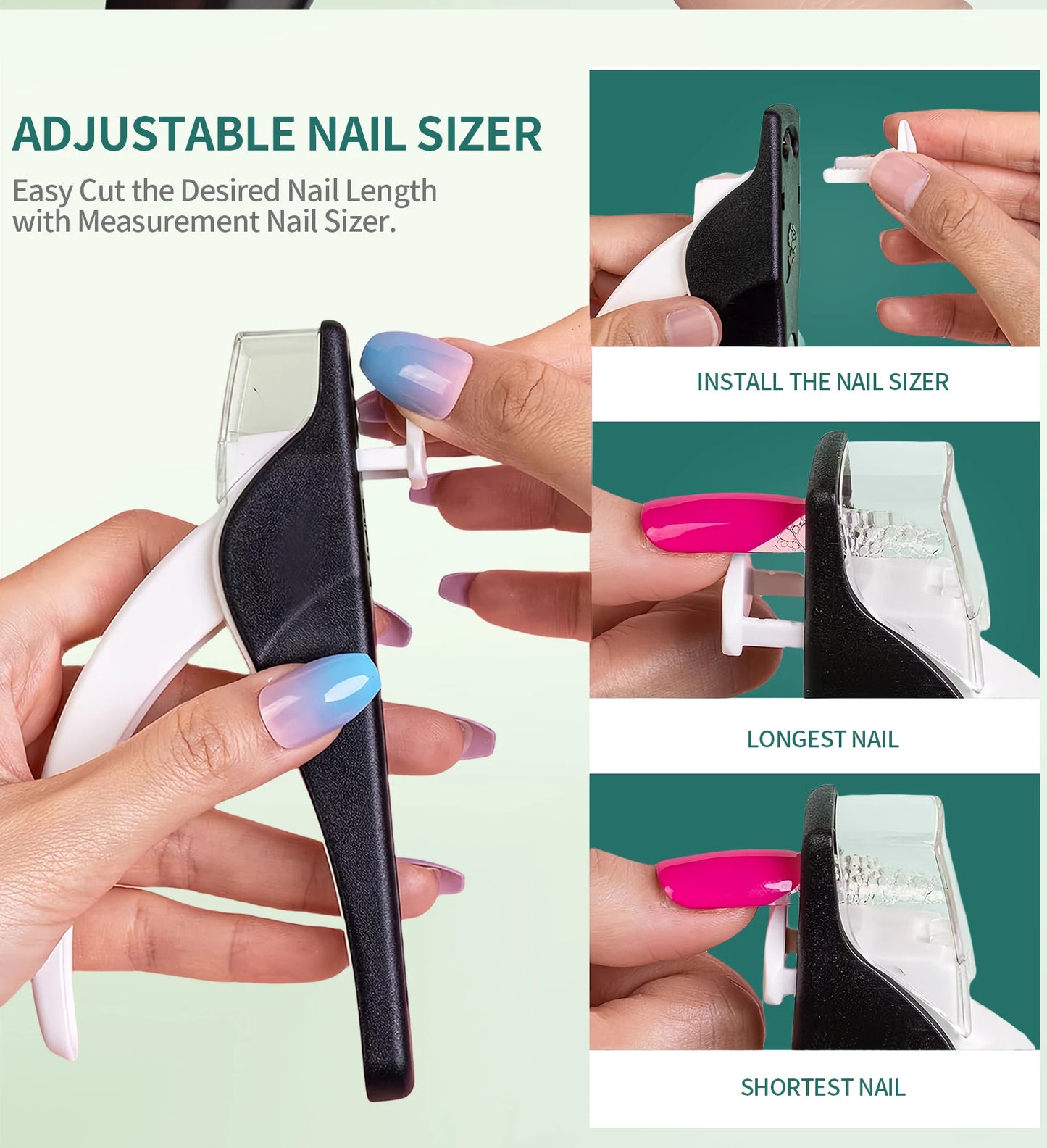 Nailpop Nail Clippers for Acrylic Nails Cutter False Nail Tips Clipper Stainless Steel Blade Manicure for Salon Home Nail Art