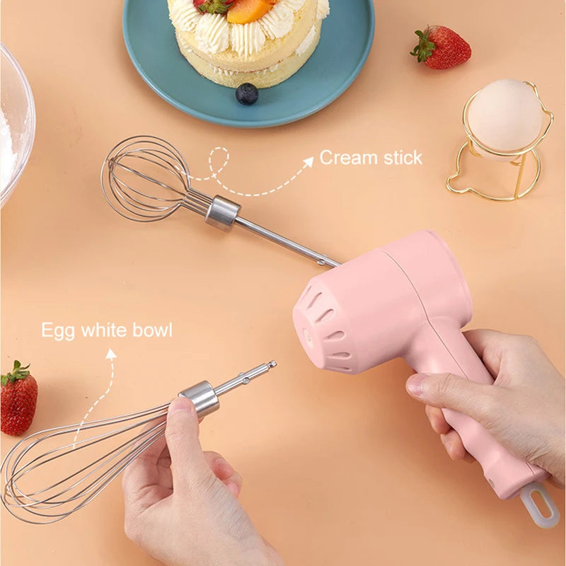 Portable Electric Food Mixer Wireless Hand Blender 3 Gear Speeds High Power Dough Blender Egg Beater Baking Kitchen Mixer Tools