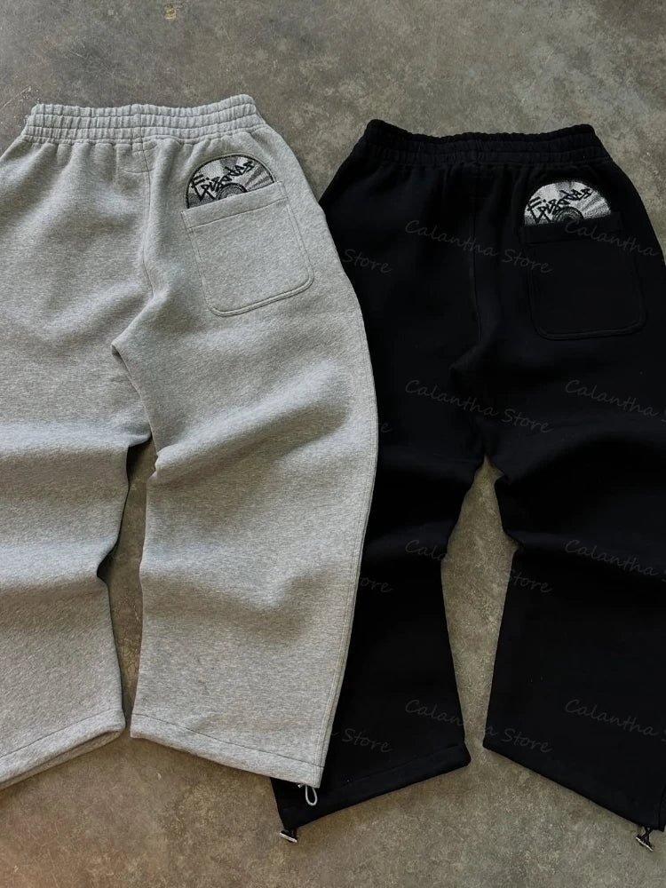 fashion trend embroidered casual pants men high street fashion design comfortable sweatpants loose and versatile jogging pants