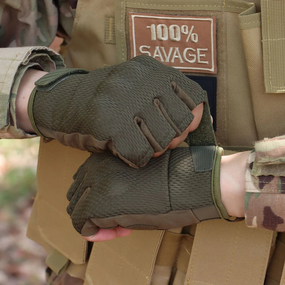 Men's Tactical Touch Screen Half Finger Gloves Compatible Combat Shooting Hunting Outdoor Sports Work Mittens Gloves