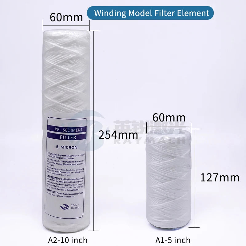 Filter Cartridge Water Purifier 5 / 10 Inch 5-Micron Sediment PP Cotton Wire Wound For Water Chiller CW5000 Water Filter System