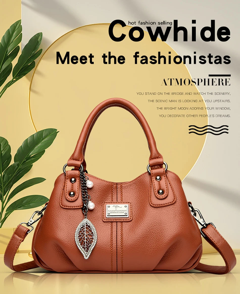 2024 New 3-layer Large Capacity Women Tote Bag Fashion Women's Trendy Shoulder Bags High Quality Soft Leather Female Handbag Sac