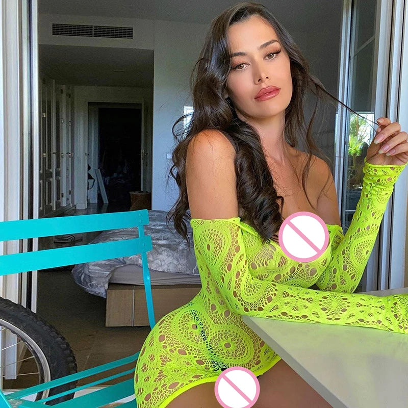 Lingerie Babydoll Mini Dress Lady Lenceria Chemises Sexy Bodysuit Mesh Body Stocking Temptation Intimate Beach Nightwear Dress