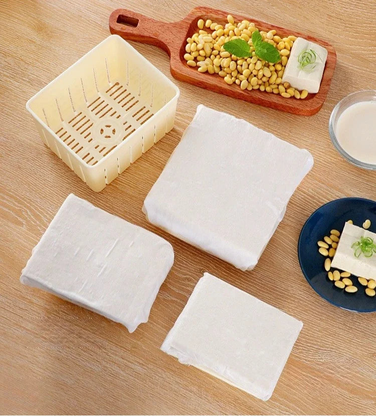 DIY Plastic Tofu Press Mould Homemade Tofu Mold Soybean Curd Tofu Making Mold With Cheese Cloth Kitchen Cooking