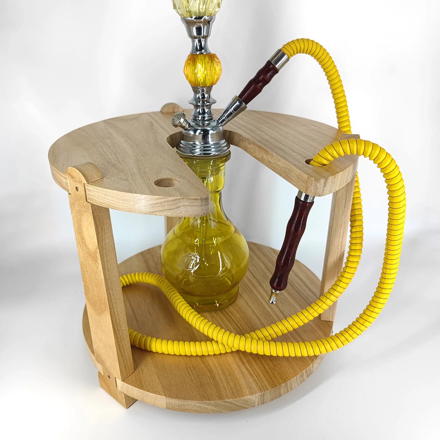 Shisha Stand Portable Wooden Hookah Table Holder Station With Wheels Rolling for Vase protection Hose Clamp Nargile Accessories