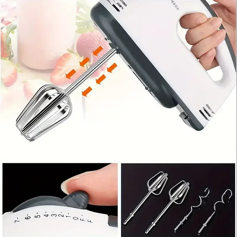1pc-Dual-Power Kitchen Mixer - Electric & Manual Handheld Blender for Baking/Cooking (Includes Mixing Bowl)