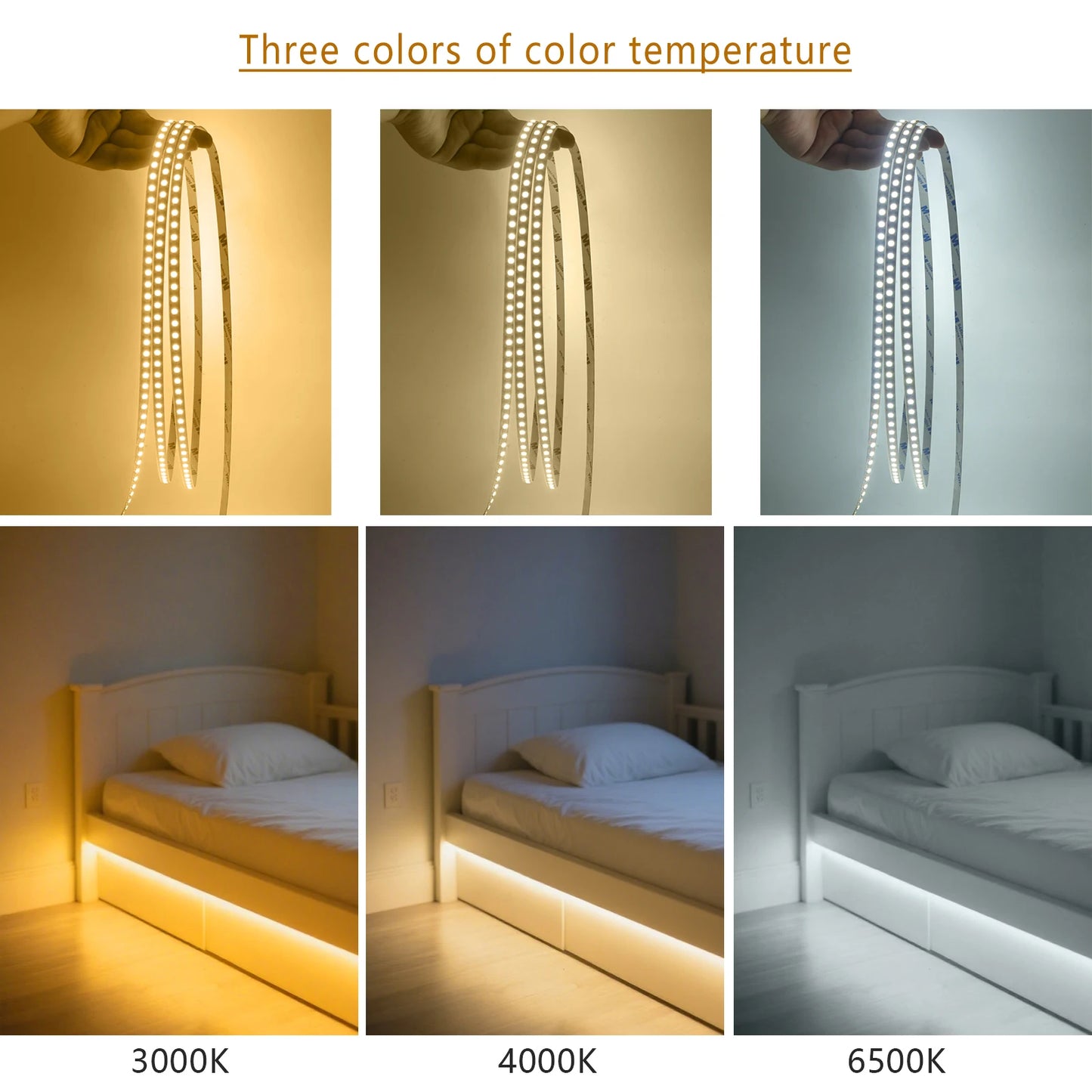 5M 10M/Roll LED Strip Lights 12V 3000K 4000K 6000K 120LEDs/m Flexible Tape Ribbon No Voltage Drop Home  Led Lights 1LED Cuttable