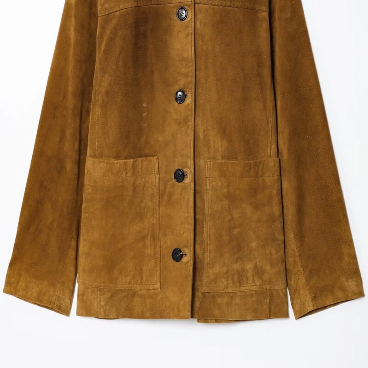 Women's Loose Long Sve Faux Leather Jaet Autumn New Arrival Versatile Outerwear Warmth Faion Sle Button Closure