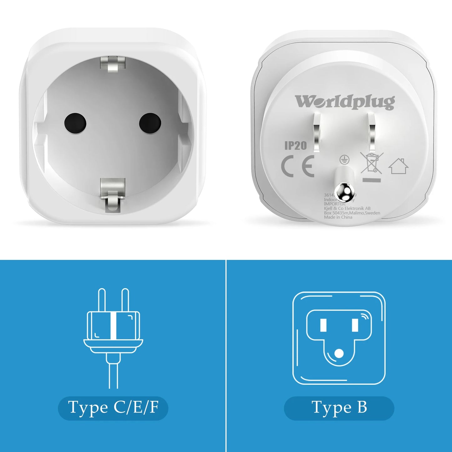 USA Travel Adapter, EU to US Travel Plug Power Converter, Europe Germany Plug, Wall Socket for Canada Japan Thailand