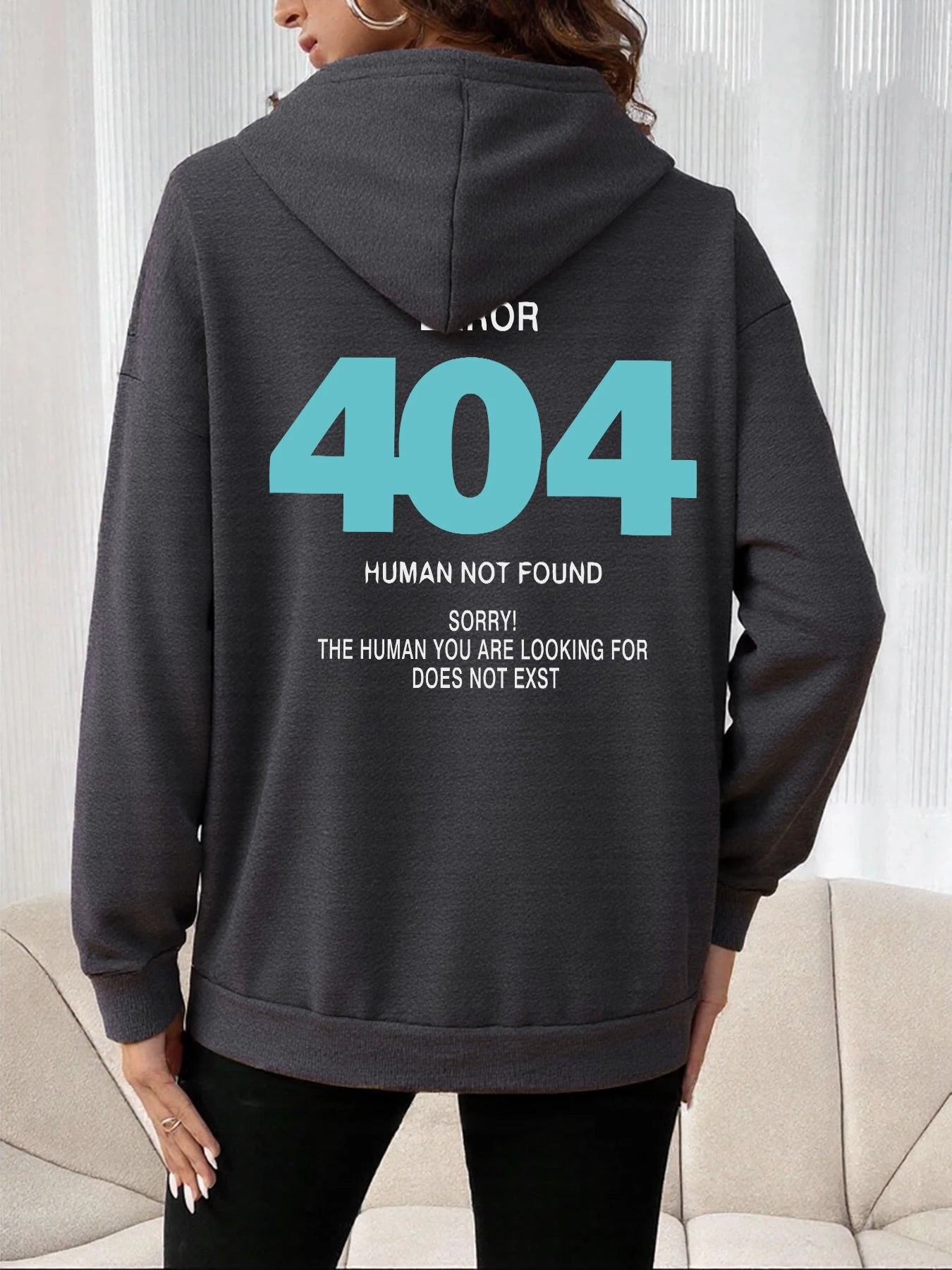Women's Hoody Error 404 Human Not Found sorry Prints Hoodies Fleece Long Sleeve Oversized Clothes Hip Hop Street Pullover