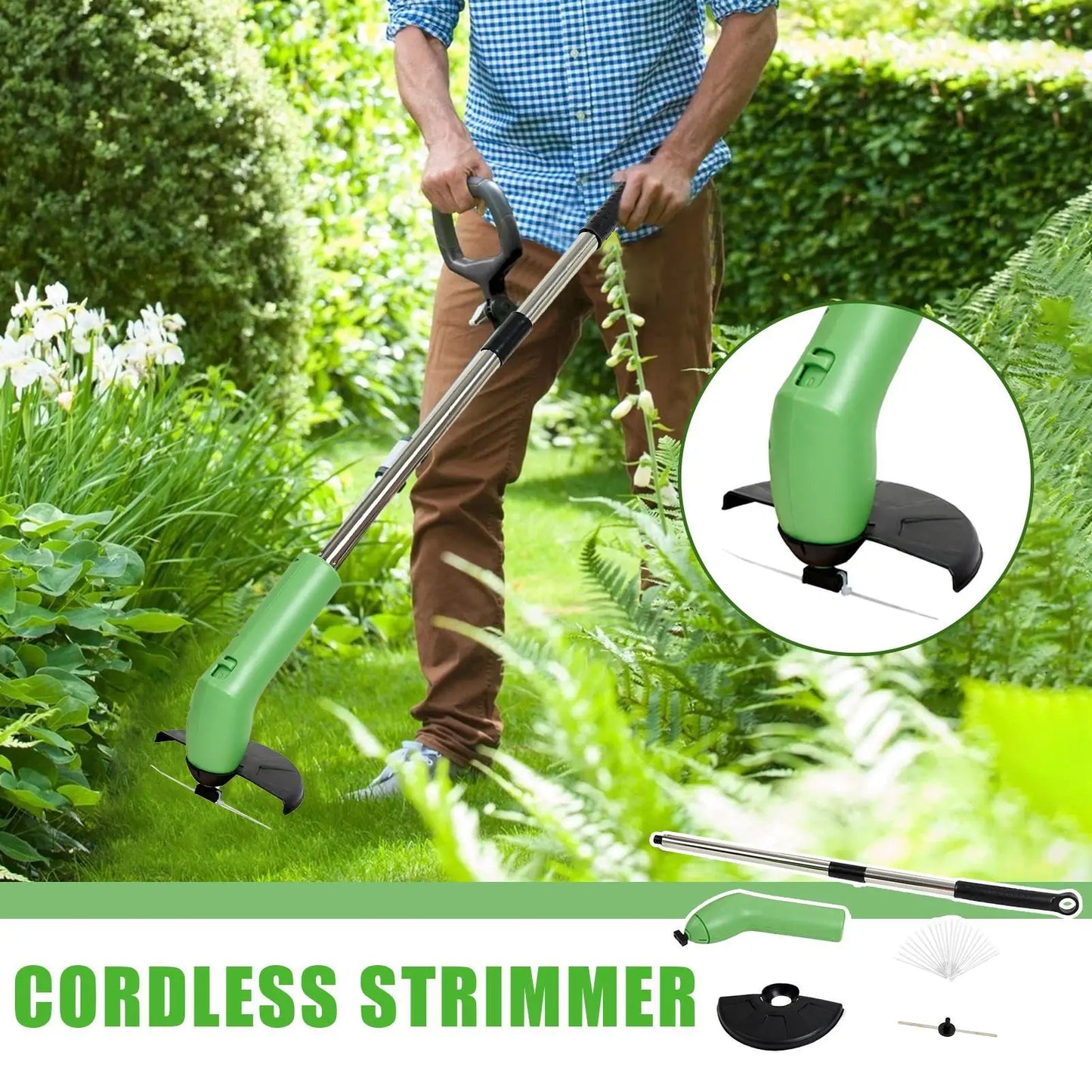 Cordless Strimmer Small Electric Edger Grass Eater Handheld Lawn Mower Weeding Tool Edging Trimming Hedge Shears for Gardeners