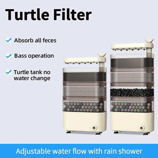 Turtle Tank Waterfall Filter Low Water 3-In-1 Suction Purification Recirculating Filter Box Fecal Clean Up