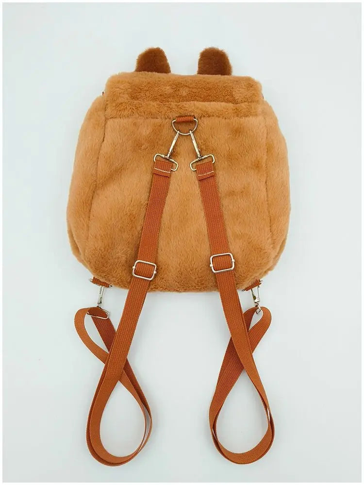 Cute Cartoon Large Capacity Kawaii Capybara Plush Backpack Schoolbag Student Women Bag Crossbody Bag Shoulder Bag Handbag Purses
