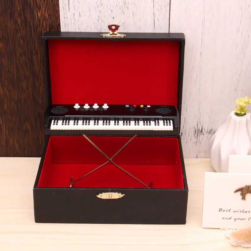 Handmade Wooden Musical Instruments Collection Decorative Ornaments Mini Electronic Organ Miniature Model Decoration Gifts